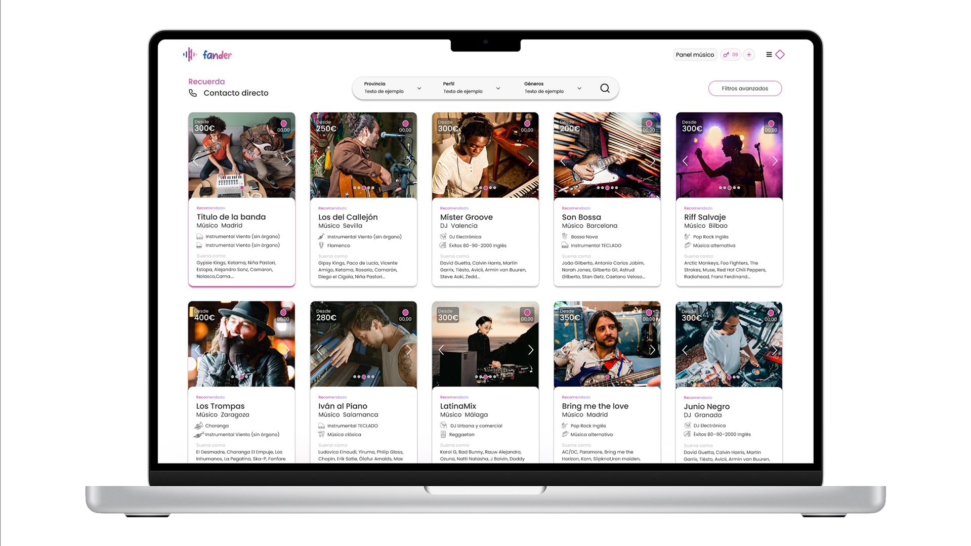 Comparativa antes y después de Fander